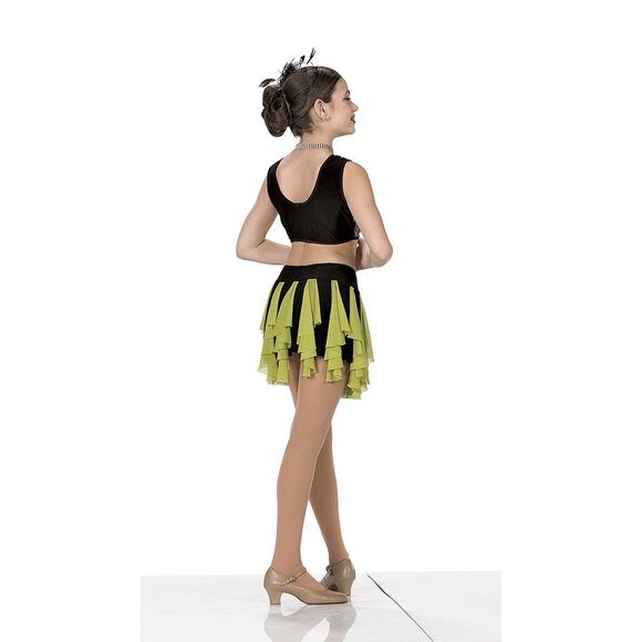 Dance Green And Black Lyrical Contemporary Costume Art Stone 2358 Small Adult - Picture 2 of 3